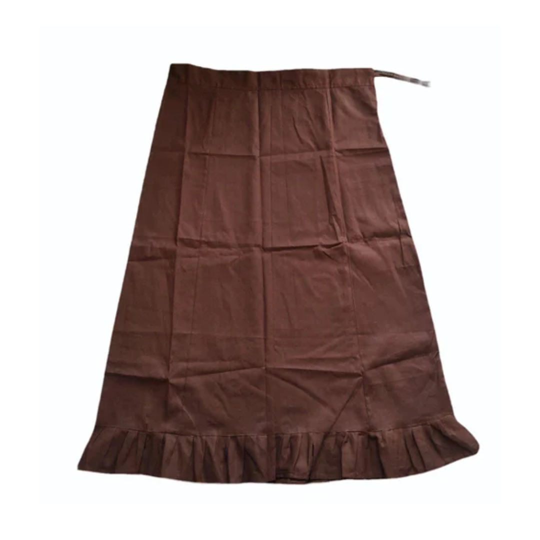 Plain Jhalar Dark Brown Cotton Petticoat